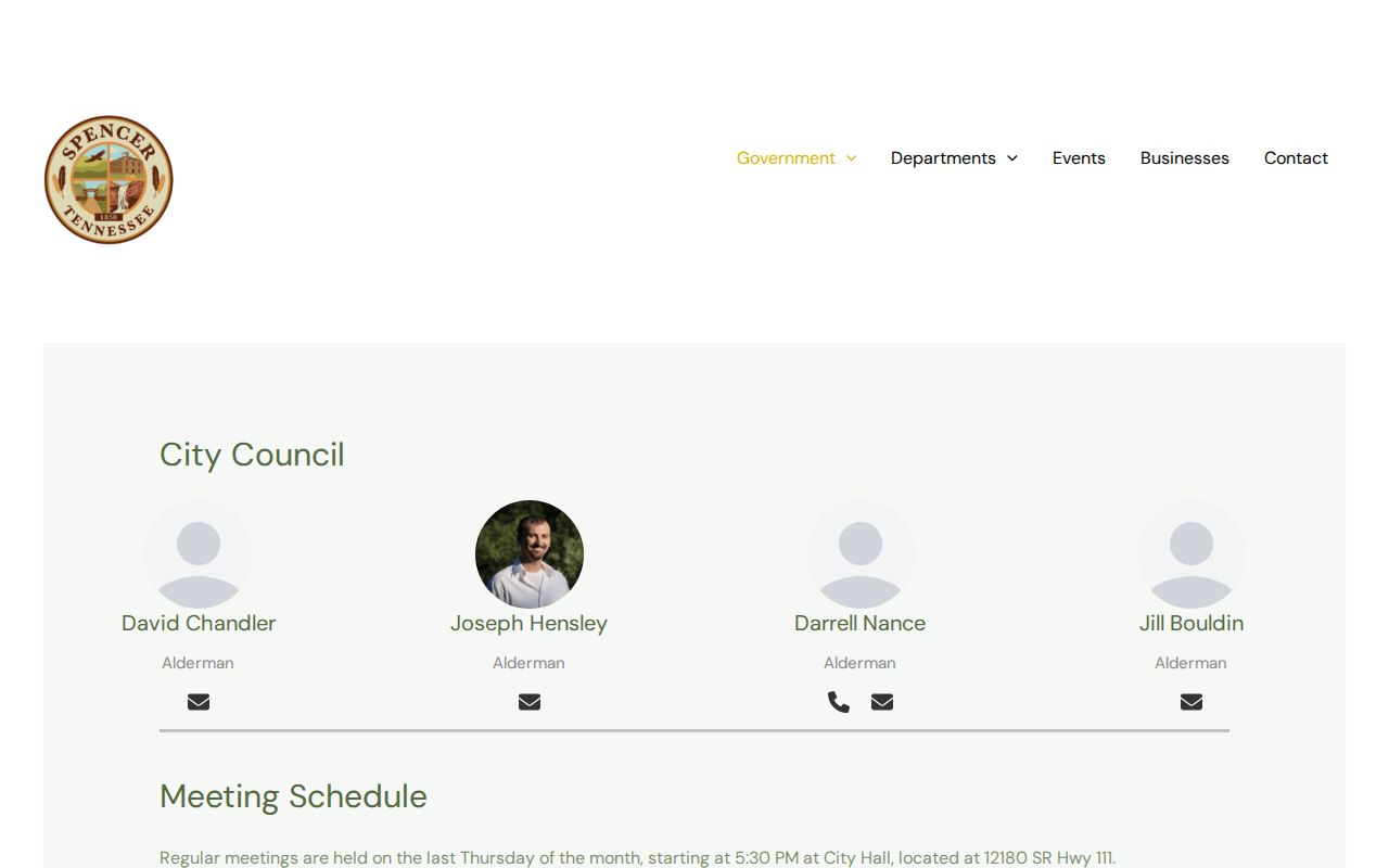 Spencer warrant records: City Hall address and public meeting information