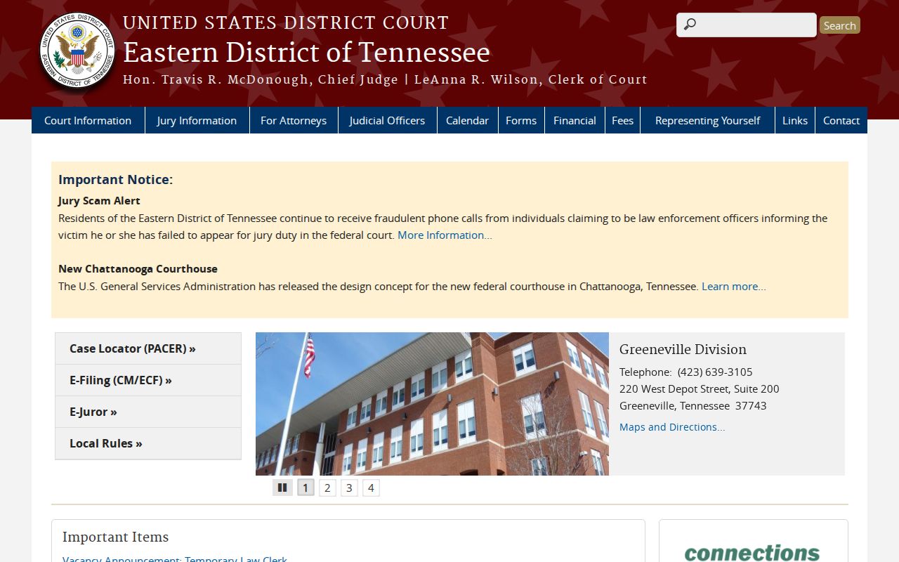 Van Buren County arrest warrant routing: Eastern District of Tennessee court