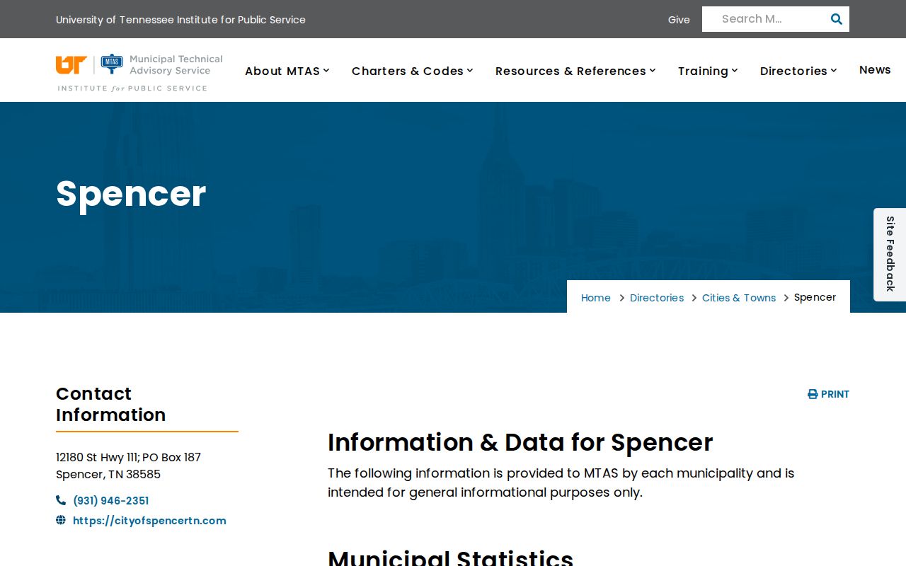 Van Buren County city court warrant routing: MTAS Spencer municipal directory