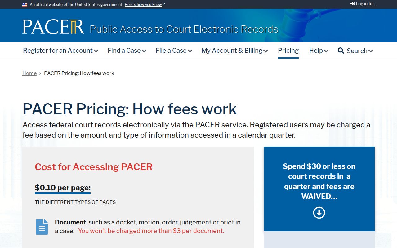 Van Buren County arrest warrant reference: official PACER public access and fee page