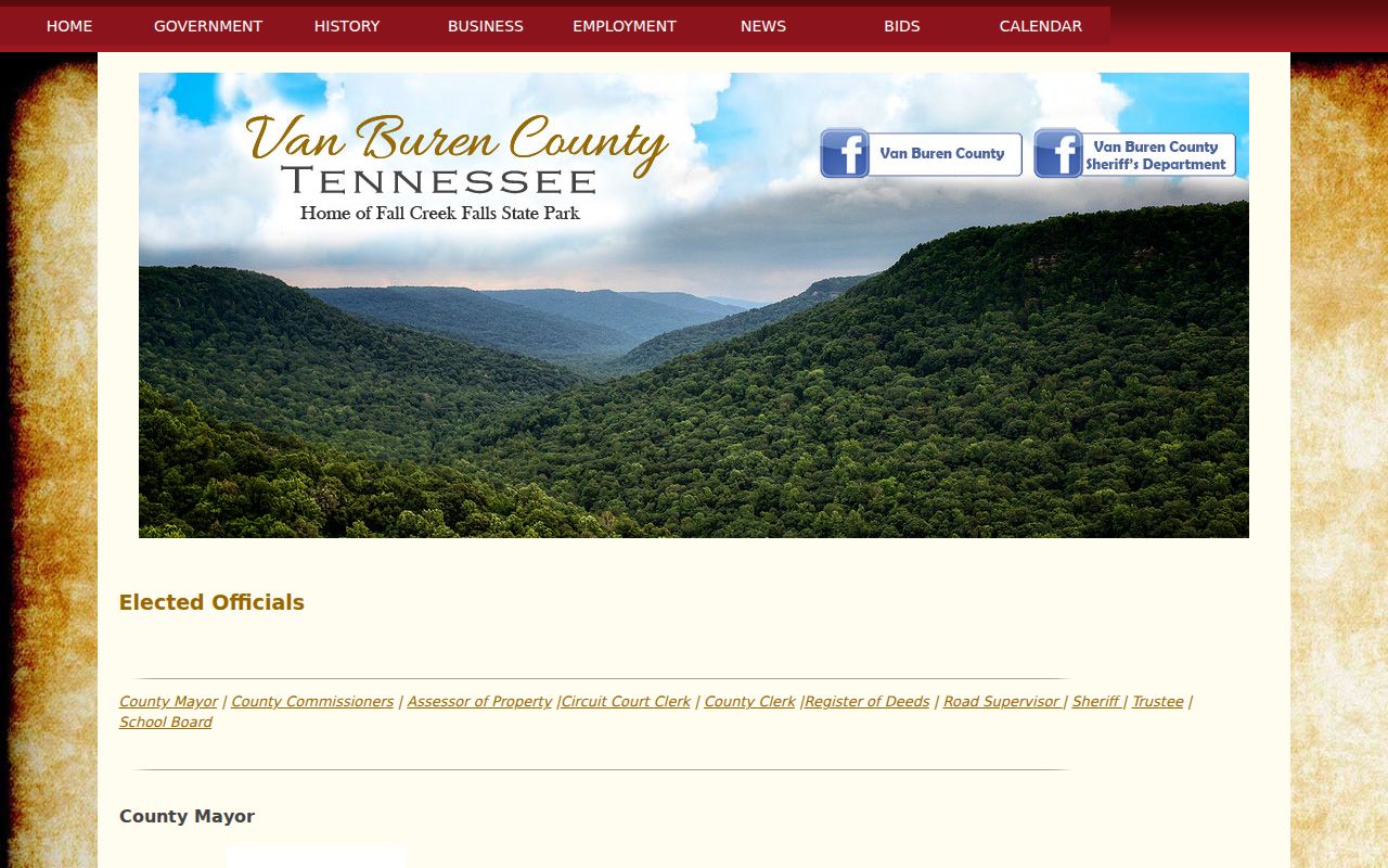 Van Buren County warrant records: elected officials and sheriff contact listing