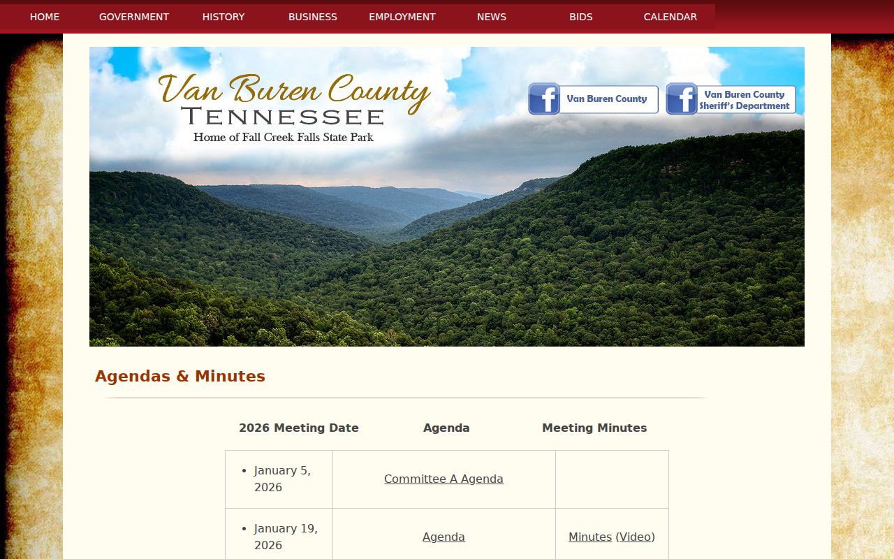 Van Buren County bench warrant research: county agendas and minutes archive